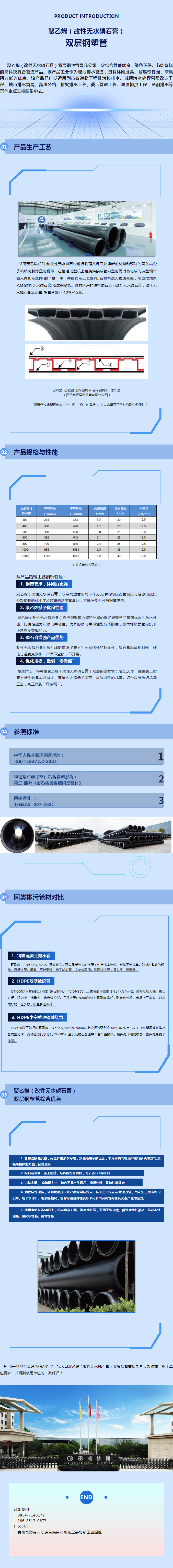 聚乙烯（改性无水磷石膏） 双层钢塑管